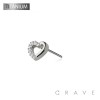 IMPLANT GRADE TITANIUM THREADLESS PUSH IN CZ HEART TOP PART